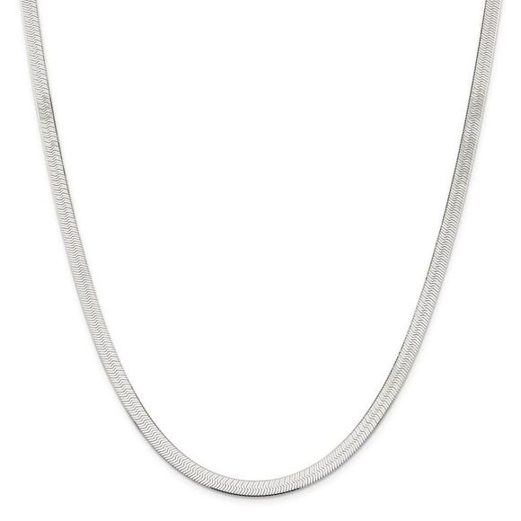 5.25mm, Sterling Silver Solid Herringbone Chain Necklace, 16 Inch - Picture 3 of 8